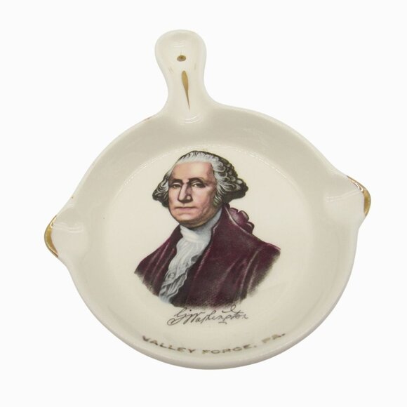 GEORGE WASHINGTON Ceramic ASHTRAY Trivet Valley Forge PA Vintage - Picture 1 of 10